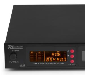 POWER DYNAMICS PD504B - MICRO SANS FIL UHF, 4 X 50 CANAUX, 4 ÉMETTEURS DE POCHE