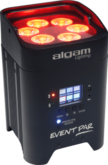 ALGAM LIGHTING LAL EVENTPAR - Par sur batterie LED 6x12W RGBWA+UV, Wireless DMX