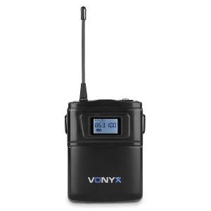 VONYX WM61B - MICRO SANS FIL UHF, 16 CANAUX, 1 ÉMETTEUR DE POCHE, 863-865MHZ